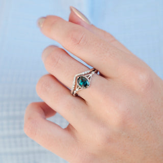 Celtic Natural London Blue Topaz Ring Set- Sterling Silver