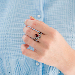Red Garnet Couples Ring Set (Vampire Inspired)