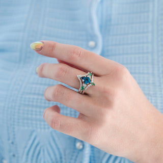 Skye Kite® Natural London Blue Topaz & Emerald Ring Set in Sterling Silver