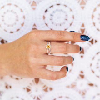 Hexagon Split Shank Natural Citrine Ring in Sterling Silver