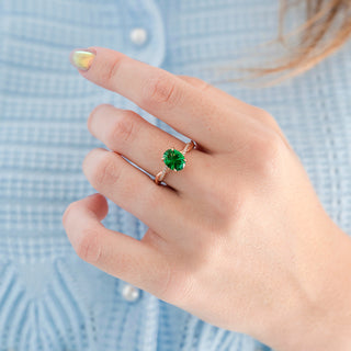 Sophia Fireworks Cut Emerald Ring in 14K Rose Gold Vermeil