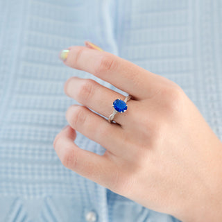 Sophia Fireworks Cut Blue Sapphire Ring in Sterling Silver