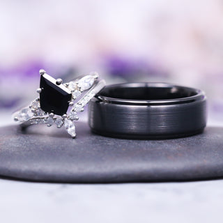 Minimalist Matte Wedding Band in Black Tungsten (8mm)