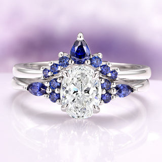 Estée Lab-Grown Diamond and Blue Sapphire Engagement  Ring Set in 14K White Gold (IGI Certified)