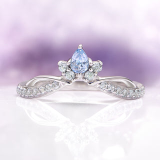 Feyra Aquamarine Crown Wedding Band in 14K White Gold