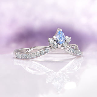 Feyra Aquamarine Crown Wedding Band in 14K White Gold