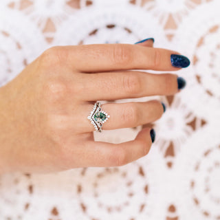 Faye Green Moss Agate Couples Ring Set