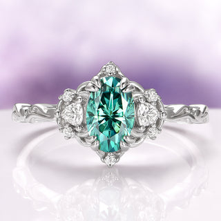 Esme Teal Moissanite Engagement Ring in Sterling Silver