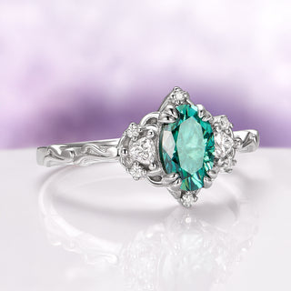 Esme Teal Moissanite Engagement Ring in Sterling Silver