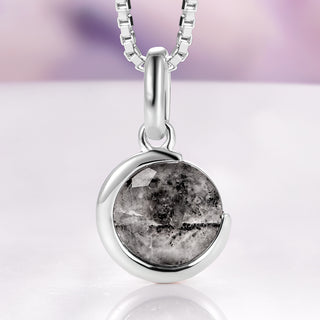 Crescent Moon Herkimer Diamond Necklace in Sterling Silver