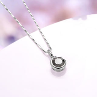 Crescent Moon Herkimer Diamond Necklace in Sterling Silver