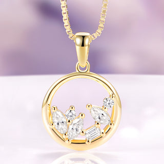 Moissanite Cluster Necklace in 14K Yellow Gold Vermeil