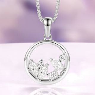 Moissanite Cluster Necklace in Sterling Silver
