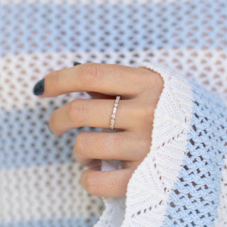 Vintage Milgrain Diamond Wedding Band in 14K White Gold