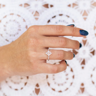 Starburst Morganite Engagement Ring in Sterling Silver