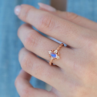 Unique natural moonstone engagement ring by Aquamarise