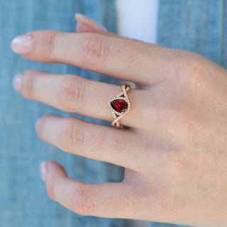 Unique natural garnet engagement ring by Aquamarise