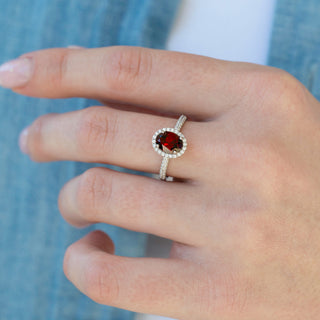 Unique garnet engagement ring by Aquamarise