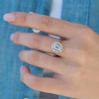 Unique natural moonstone engagement ring by Aquamarise