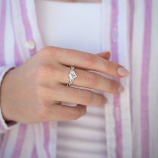 Unique white sapphire engagement ring by Aquamarise