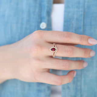 Unique natural garnet engagement ring by Aquamarise