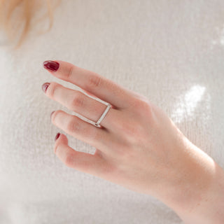 Minimalist Simulated Diamond Wedding Band in Sterling Silver (2mm)