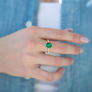 Unique emerald engagement ring by Aquamarise