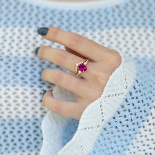 Bella Oval Cut Ruby Ring Set in 14K Rose Gold Vermeil