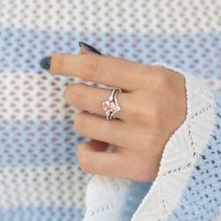 Bella Oval Cut Pink Sapphire Engagement Ring Set in Sterling Silver