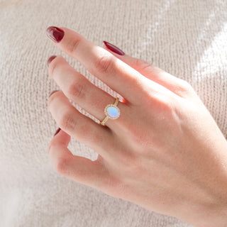 Iris Rainbow Moonstone Ring in 14K Yellow Gold Vermeil