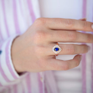 Unique blue sapphire engagement ring by Aquamarise