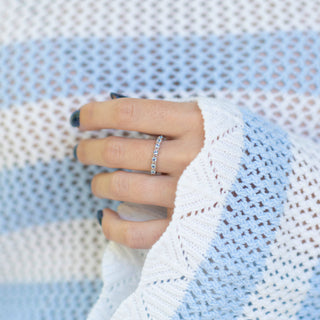 Vintage Aquamarine Wedding Band in Sterling Silver