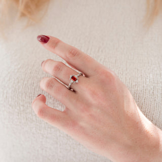 Vintage Garnet Engagement Ring in 14K White Gold