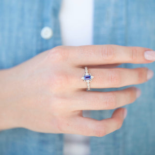 Unique tanzanite engagement ring by Aquamarise