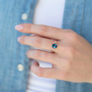 Unique natural London blue topaz engagement ring by Aquamarise