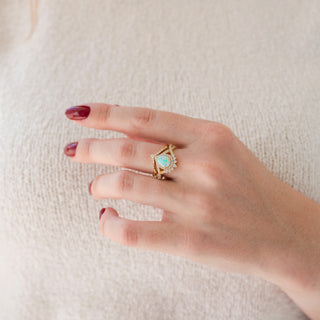 Harper White Fire Opal Ring Set in 14K Yellow Gold Vermeil