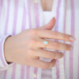 Unique natural Australian opal engagement ring by Aquamarise