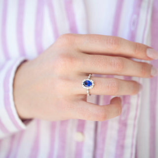 Unique blue sapphire engagement ring by Aquamarise