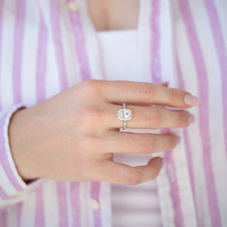 Unique white sapphire engagement ring by Aquamarise