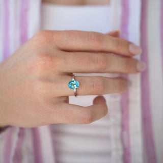 Unique Swiss blue topaz engagement ring by Aquamarise