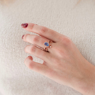 Alexandrite Leaf Ring Set in 14K Rose Gold Vermeil