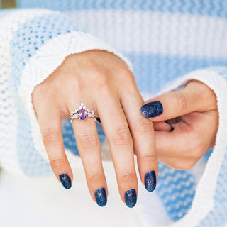 Evelyn Oval Cut Alexandrite Engagement Ring Set in Sterling Silver