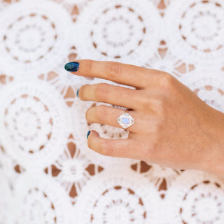 Victoria Natural Australian Opal Art Deco Engagement Ring in 14K White Gold