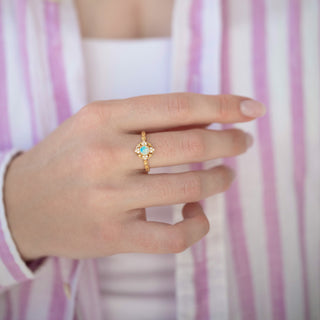 Unique natural Australian opal engagement ring by Aquamarise