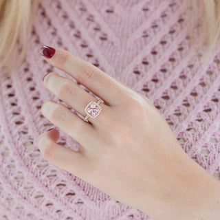 Belle Cushion Cut Morganite Ring in 14K Rose Gold Vermeil