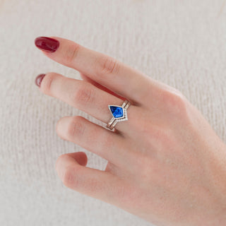 Kite Cut Bezel Tanzanite Engagement Ring Set in Sterling Silver