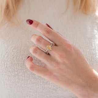 Natural Citrine Engagement Ring in 14K White Gold