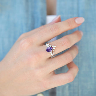 Unique natural amethyst engagement ring set by Aquamarise