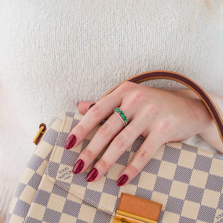 Willow Marquise Emerald Stacking Wedding Ring Set in Sterling Silver