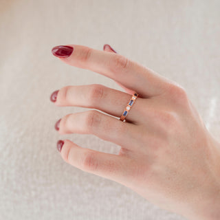 Art Deco Alexandrite Band in 14K Rose Gold Vermeil